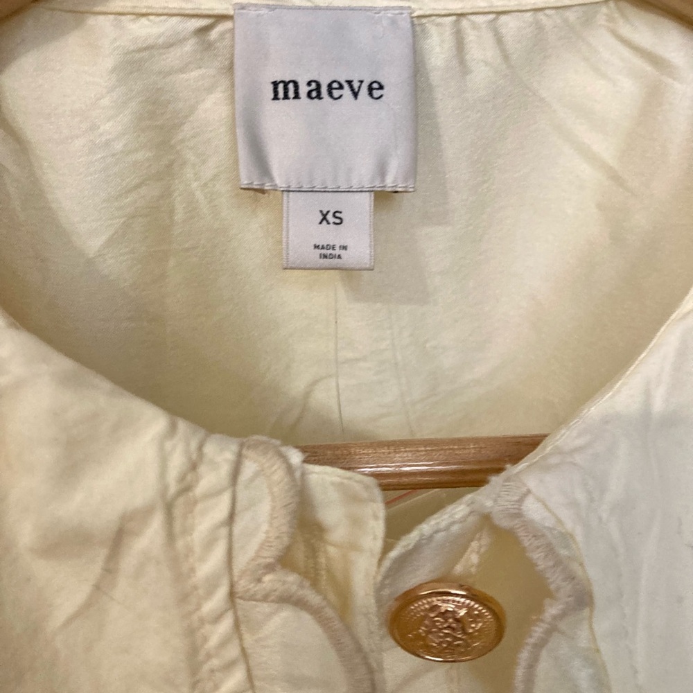 🆕 NWT Anthropologie | Mauve Cream Scalloped-Collar Puff Sleeve Babydoll Top XS - Picture 11 of 15